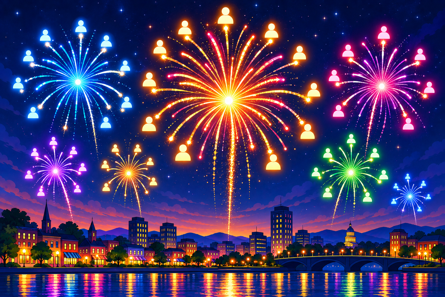 A sky bursting with fireworks and potential leads